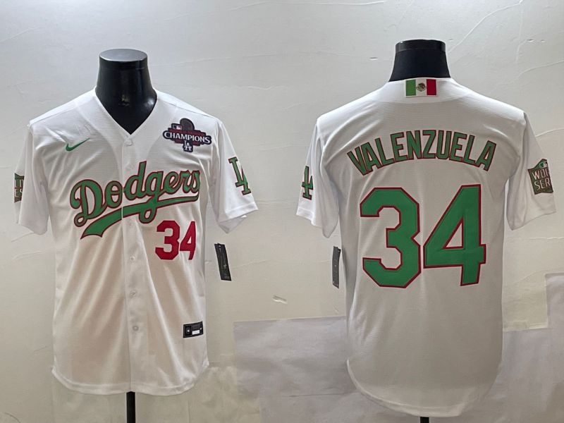 Men Los Angeles Dodgers #34 Valenzuela White Fashion Game 2025 Nike MLB Jersey style 3062->los angeles dodgers->MLB Jersey